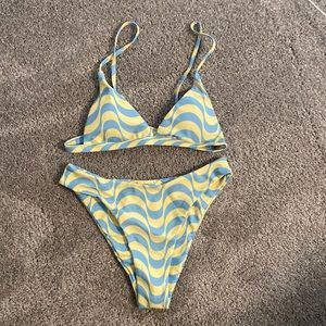 Aurelle blue yellow groovy Ricky bikini bathing suit
